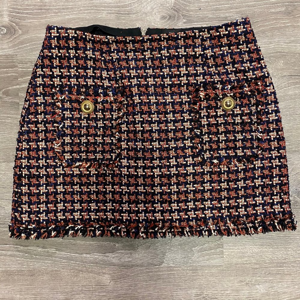 Red Metallic Tweed River Island Skirt - Petite